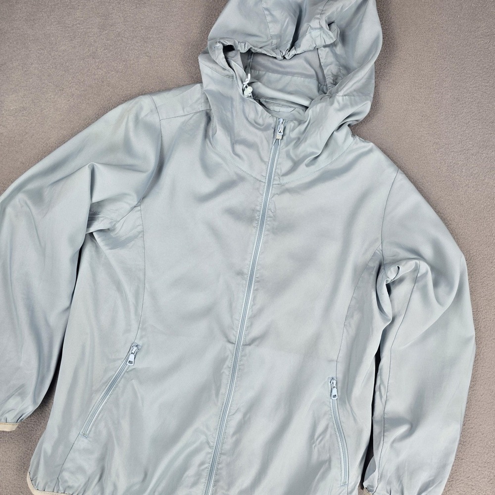 Uniqlo Jacket Womens Medium Blue Hooded Windbreaker Lightweight Zip Casual